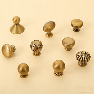 法式小把手轻奢亮古铜拉手现代简约衣柜门抽屉柜子橱柜家具单孔