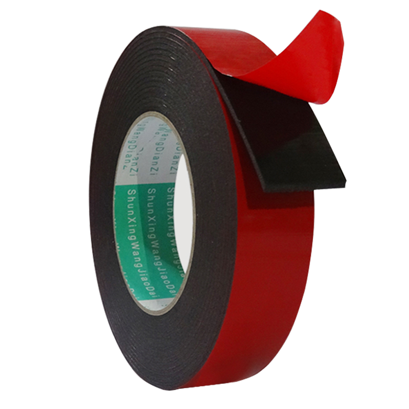 pe双面胶海绵胶带强力固定墙面贴镜子粘黑色红膜泡棉海绵汽车高粘度泡沫密封胶贴专用加厚1 2 3m m海棉双面胶