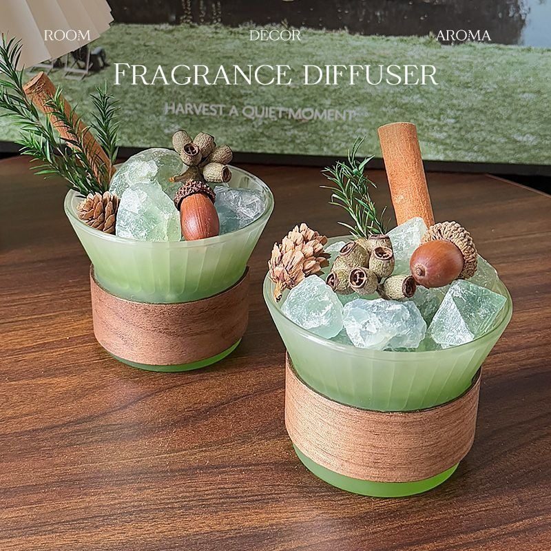 天然晶石青绿香氛礼盒摆件只此精油无火香薰扩香石创意伴手礼摆件