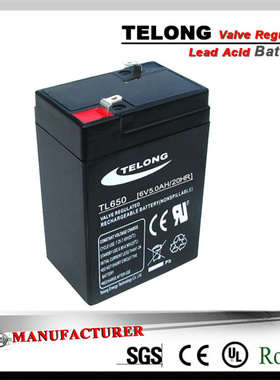 TELONG 蓄电池 TL650 6V5AH/20HR 免维护可充电铅酸 电池