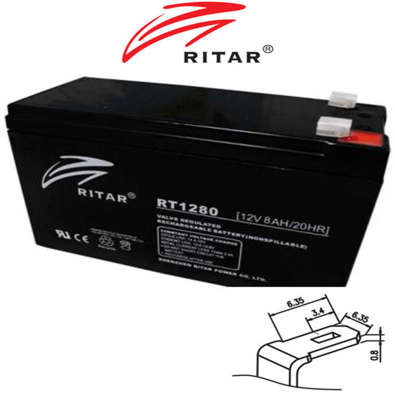 RITAR蓄电池 RT1280 GEL 12V8AH/20HR 免维护可充电电池