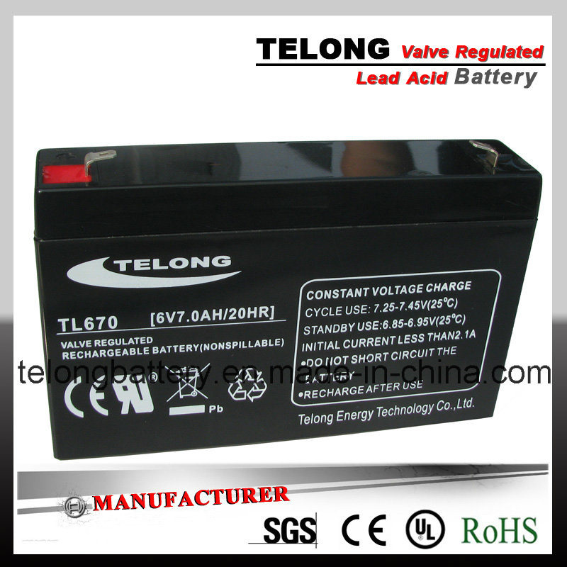 TELONG蓄电池 TL670 6V7.0AH/20HR 免维护可充电铅酸电池