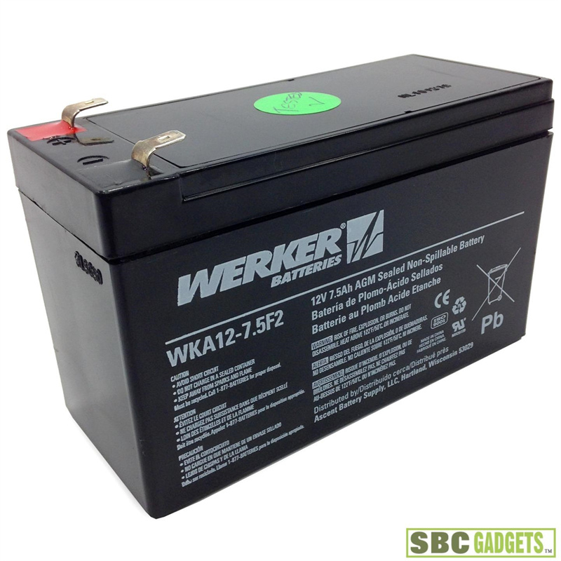 WERKER蓄电池 WKA12-7.5F2 12V7.5AH AGM 免维护可充电电池