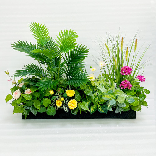 模拟绿化植物造景花槽隔断花箱组合陈设彷生人造花室内景观装饰热
