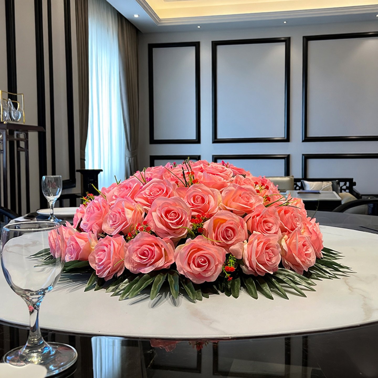 高档酒店圆桌中间转盘仿真摆花餐厅饭店大型包厢餐花桌花装饰摆件,鲜花速递/花卉仿真/绿植园艺,仿真花,淘宝优惠券,粉丝福利购,淘宝优惠卷