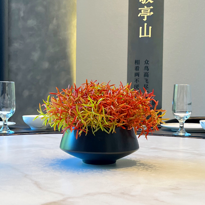 仿真绿植酒店圆桌中心转盘摆花餐桌花饭店桌花装饰品客厅