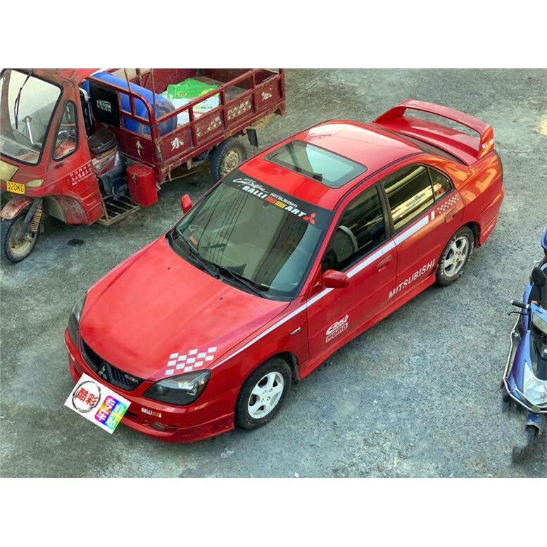 三菱V3翼神汽车贴纸菱帅菱帅菱悦改装遮阳赛车尾翼拉花挡风玻璃玻