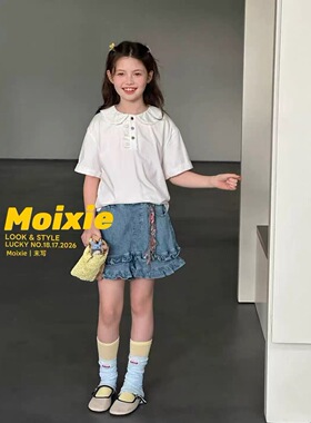 波拉韩女童短袖T恤夏季小女孩学院风POLO2026新款儿童甜美半袖t恤