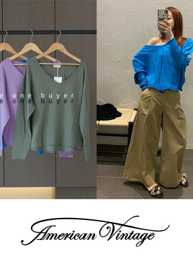 现货 American Vintage 25秋冬 V领卷边宽松长袖 SON02G
