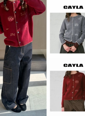 CAYLA 25秋冬 新款田园牧马小马刺绣羊毛开衫毛衣 26SS170