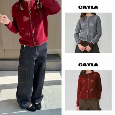 CAYLA 25秋冬 新款田园牧马小马刺绣羊毛开衫毛衣 26SS170