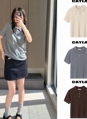 CAYLA 26早春 新款羊毛镂空polo领短袖针织衫上衣 26SS027