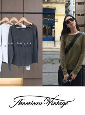 American Vintage 25SS 做旧毛边领长袖T恤 SON31G | oneonebuyer