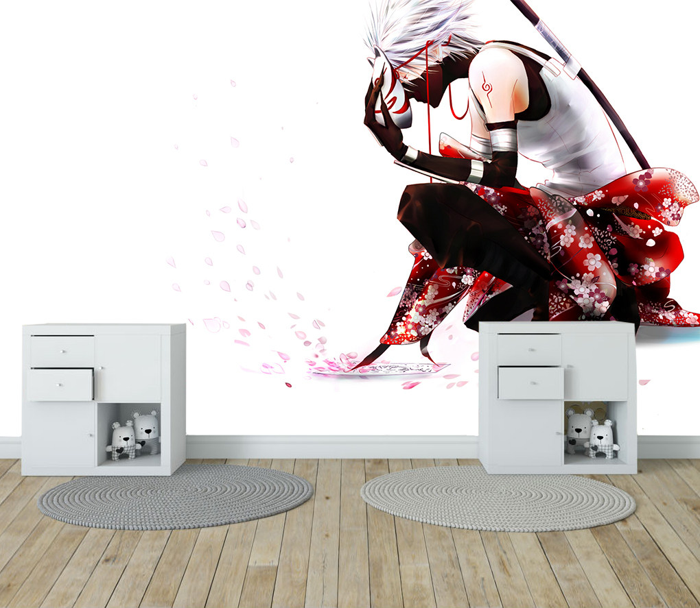 动漫火影周边壁纸手绘卡卡西海报日式卡通背景墙定制卧室宿舍壁画