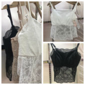 新款 遇简生活A07薄款 蕾丝吊带美背兔耳朵薄杯软钢圈内衣打底背心