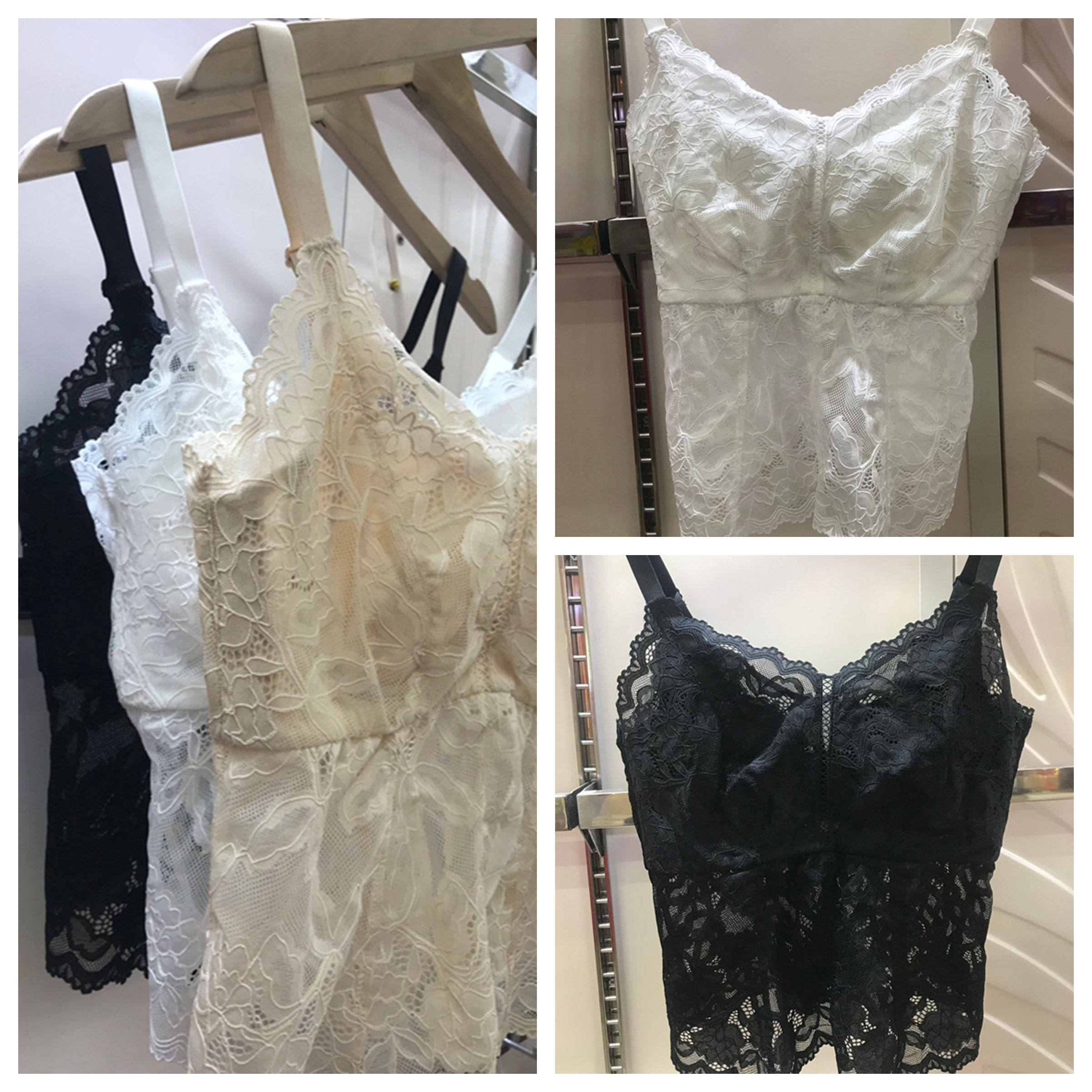 简遇生活A12蕾丝薄大罩杯吊带软钢圈文胸女性感内衣外穿打底背心