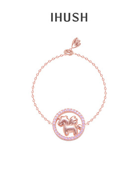 ihush/俏物悄语圆环独角兽玫瑰金戒指女可调节网红情侣礼物轻奢