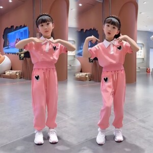 女童夏装套装2024新款儿童露肩短袖时髦网红两件套女孩夏季休闲潮