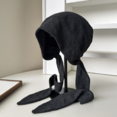 2026秋冬新款 日系简约可爱绑带萝莉兜兜帽大头围可戴护耳帽冷帽潮