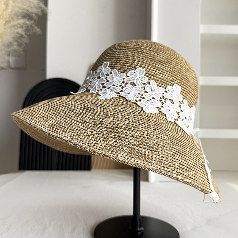 草帽2026新款日系甜美女夏季草编沙滩防晒遮阳帽大檐可折叠太阳帽