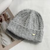 冬季 护耳帽大头围高品质宽松加厚米色灰色毛线帽保暖套头帽冷帽潮