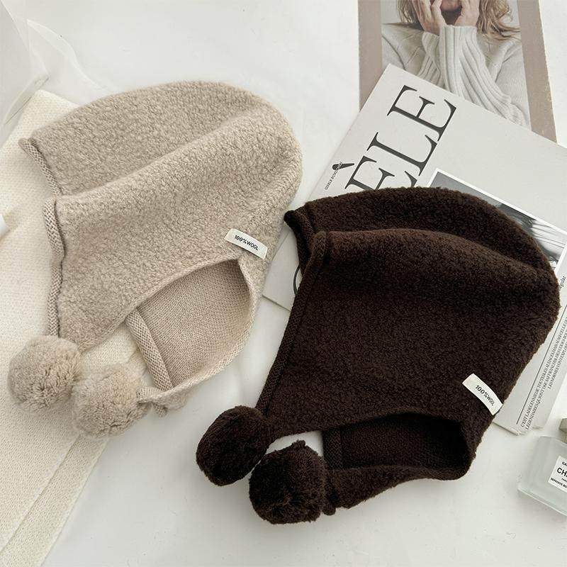 番茄小猪100%纯羊毛针织帽