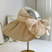 2026新款 网纱空顶帽子女防晒遮阳帽百搭太阳帽蝴蝶结帽防紫外线潮