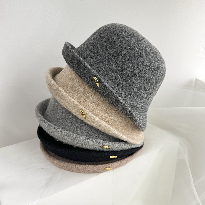 帽子女秋冬新款羊毛保暖渔夫帽日系优雅卷边针织保暖盆帽显脸小潮,服饰配件/皮带/帽子/围巾,帽子,淘宝优惠券,粉丝福利购,淘宝优惠卷