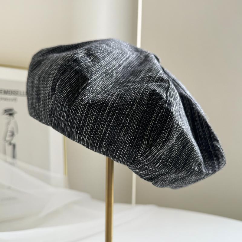 2025新款日系简约条纹云朵版蓓蕾帽女春夏轻薄日系贝雷帽画家帽潮