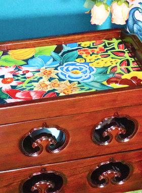 23.33玲珑多宝盒多层家居收纳盒装饰手绘瓷板画桌面茶室礼品摆件