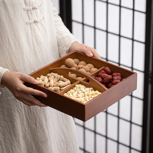 四宫格干果盘围炉煮茶多格盘零食拼盘婚庆茶点盘家用客厅水果盘大