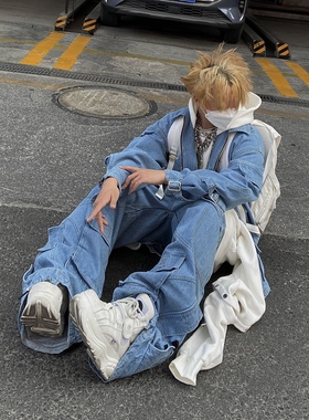 DMENSION23SS先锋小众多结构错位口袋解构多形态可调节水洗牛仔裤