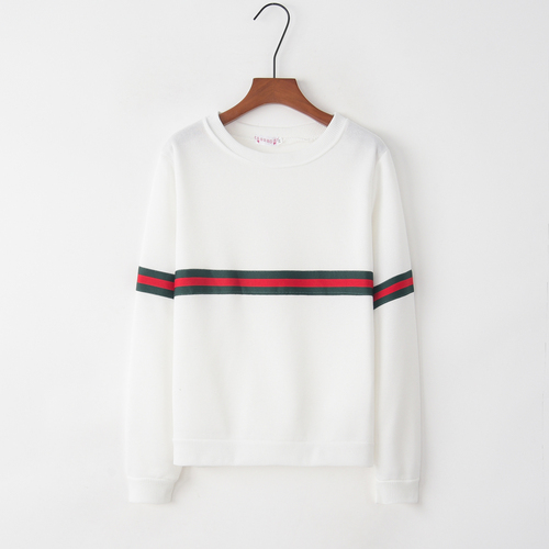 Round neck loose and thin stitching stripe loose long sleeve round neck sweater