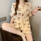 三件套睡衣女休闲开衫 可爱卡通卡皮巴拉印花新款 短袖 家居服可外穿
