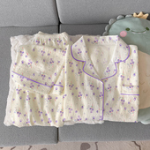 云朵棉家居服套装 甜美风碎花新款 可外穿 休闲短袖 长裤 睡衣女开衫 式