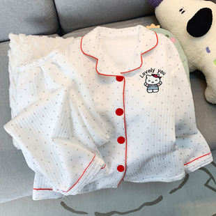 简约休闲开衫 套装 学生宿舍家居服可外穿保暖睡衣女款 长裤 长袖 韩版