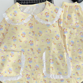 新款 云朵棉可爱娃娃领卡通小熊印花春秋可外穿家居服学生宿舍套装