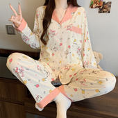 春秋新款 甜美卡通可爱印花长袖 套装 睡衣女学生宿舍家居服休闲舒适