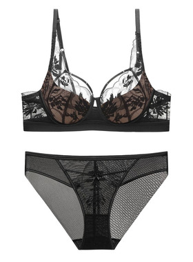 欧美性感内衣法式薄款兔耳朵杯蕾丝文胸收副乳防下垂内衣套装