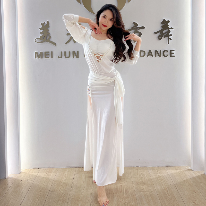 肚皮舞春夏新款shaabi民俗袍子东方舞表演出性感连衣长裙练功服装