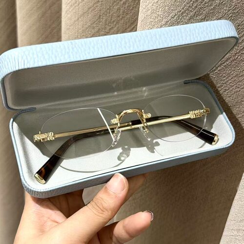 张元英同款超轻无框眼镜女高级感老钱素颜金丝镜框可配度数眼睛架