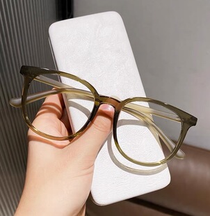 超轻冷茶色眼镜框无镜片女装 饰素颜神器方圆脸近视眼镜女可配度数