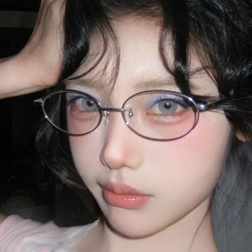 日系金属书呆子椭圆形眼镜框女素颜早八可配度数近视镜小脸平光镜