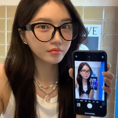 Retro Black Frame Cat Eye Love Flat Glasses Ract