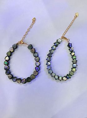 太太的珠宝 黑贝手链五角星星心形爱独特的设计精湛