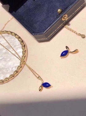 太太的珠宝青金石吊坠小清新款宛若新生嫩芽的造型百搭款纯银镶嵌