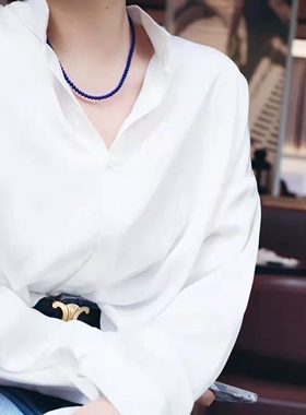 青金石项琏  蓝得深邃 帝王青     尺寸4mm 总长40+5厘米延长