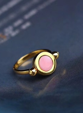 珠宝女皇贝银镀金戒指