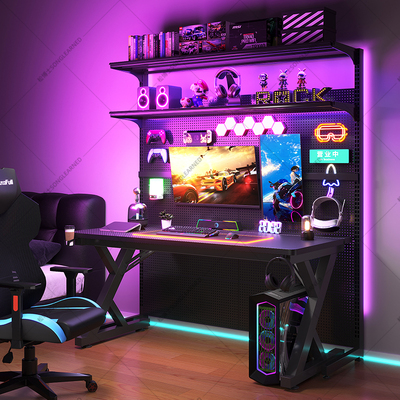 松博士电竞桌台式电脑桌电竞风洞洞架卧室带洞洞板靠墙组合学习桌