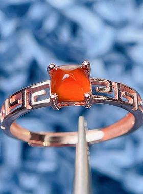 糖塔芬达石戒指空托回纹款方形